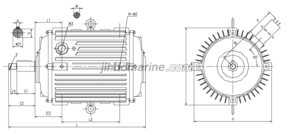YT2-H Series Three Phase Marine Induction Motor For Ventilator