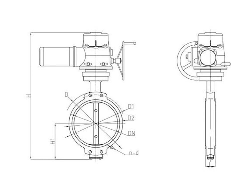 YW-1D Electric Central Wafer Type Butterfuly Valve