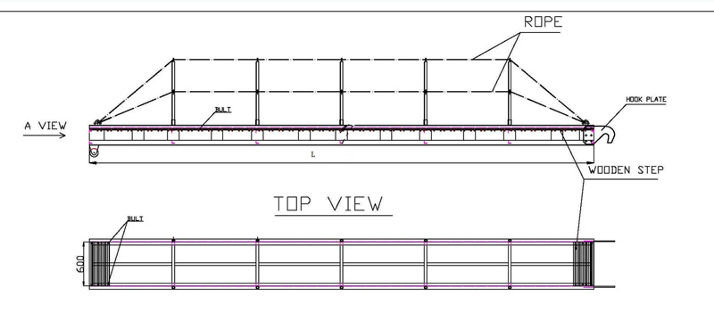 Aluminum Gangway with Hard Wood Step Drawing