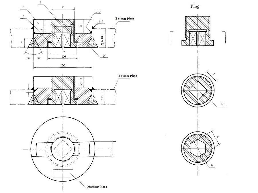 Ship Bottom Drain Plug Type A CB/T254-1997