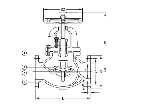Marine Cast Iron Screw Down Check Globe Valve JIS F7353 5K