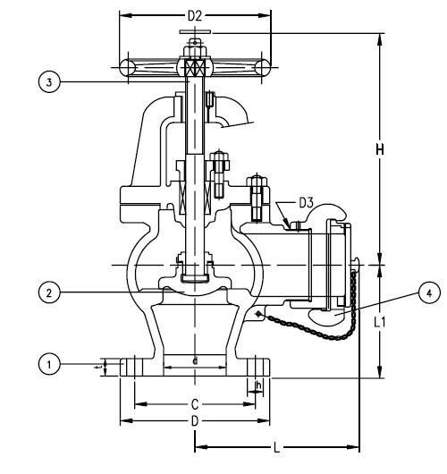 Marine Cast Iron Angle Hose Valve JS F7333 5K/10K