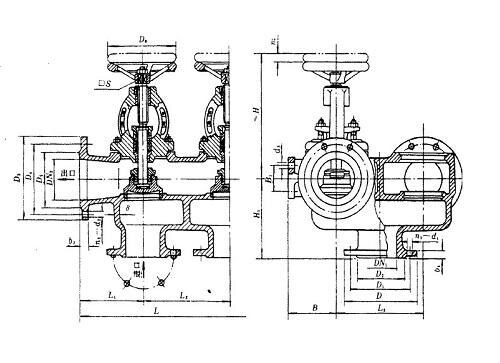 Marine Cast Iron Dual Row Stop Valve Case GB/T2499-93