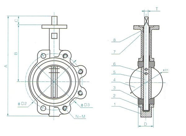 Marine Center Pivoted Manual Lug Butterfly Valve