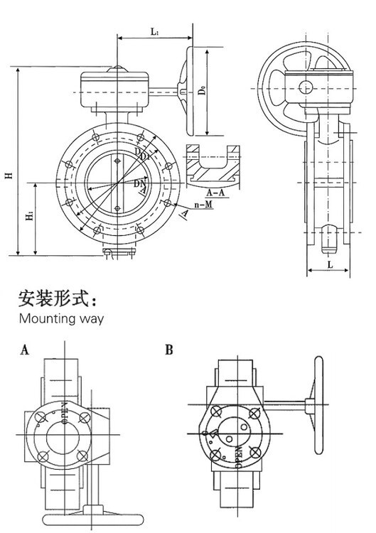 Marine Center Pivoted Double Flanged Butterfly Valve with Worm Gear
