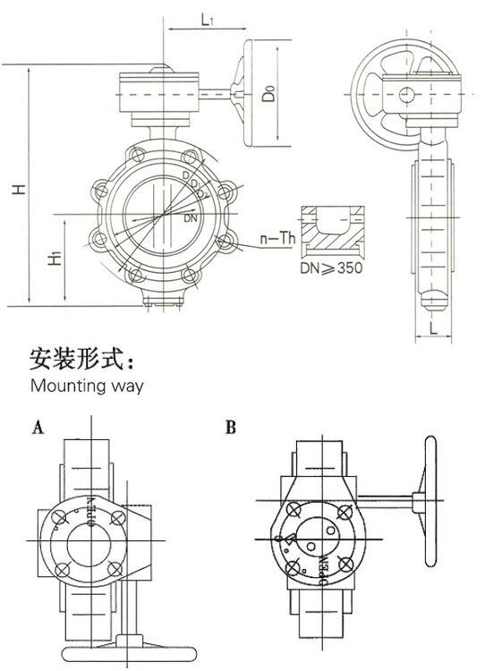 Marine Center-Pivoted Worm Manual Lug Butterfly Valve