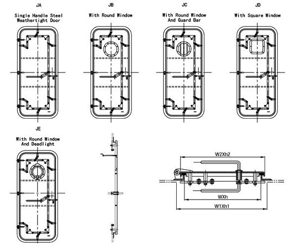 Marine Steel Quick Acting Weathertight Door with Single Lever