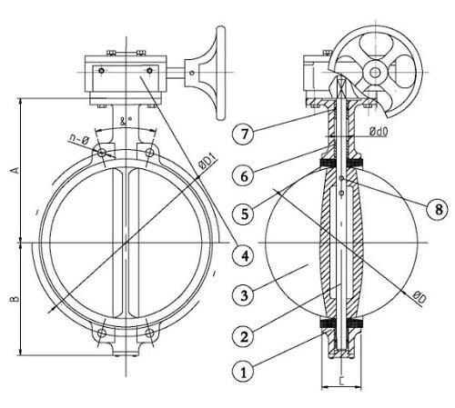 Marine Wafer Butterfly Valve with Worm Gear JIS F7480