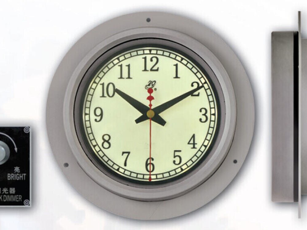 Marine Round Luminous Slave Clock on the Wheel House Control Console