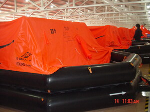 25 Persons Throw Over Board Inflatable Liferaft