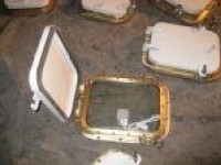 Copper Bolted Rectangular Window with electrically heated glass and deadlight