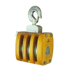 JIS F3426 Ship's Inernal-bound wooden block Triple with Hook thumbnail 1