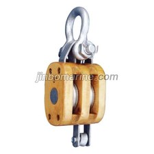 Wood block Double sheave with Shackle