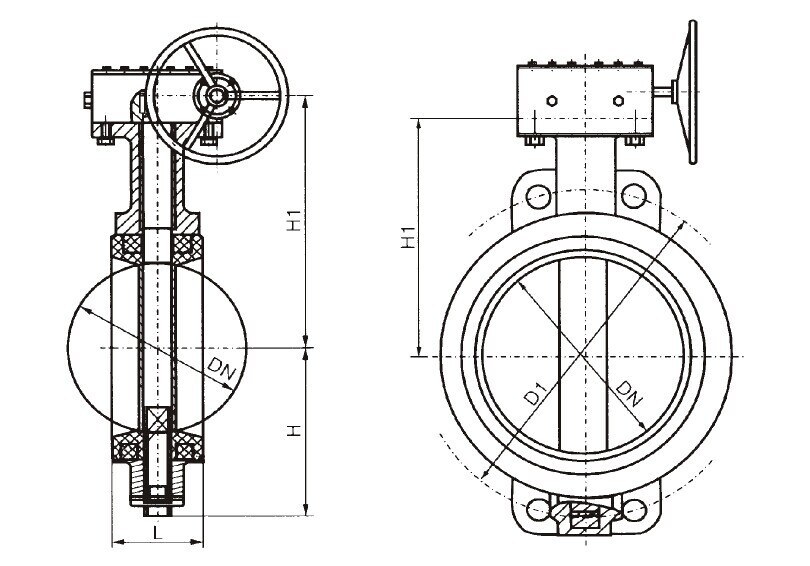 Wafer Centric Butterfly Valve with Worm Gear